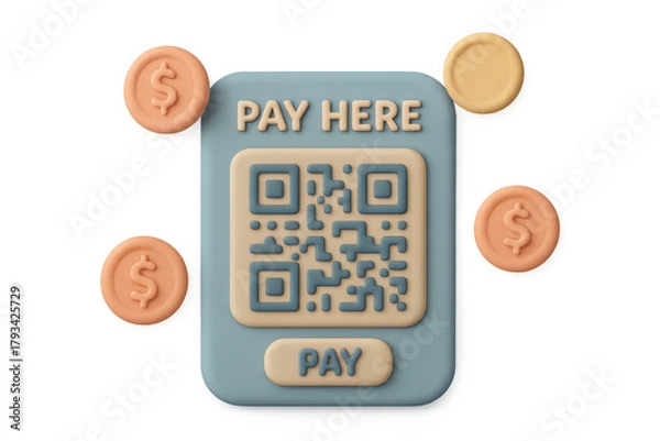 Obraz 3d qr code payment icon with currency symbols