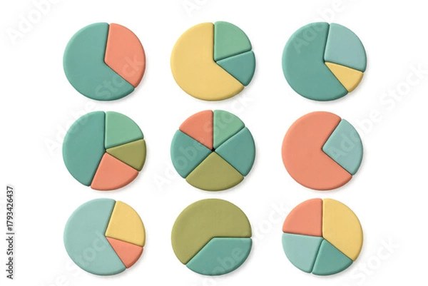 Obraz Colorful 3d pie charts: modern infographics for business presentations
