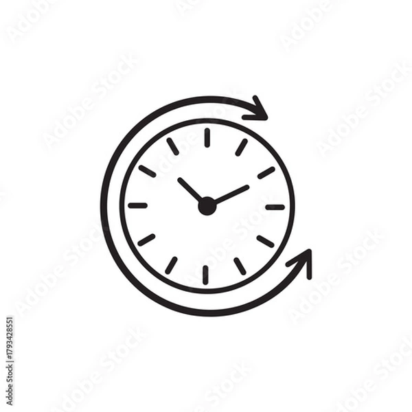 Obraz Clock with circular arrows indicating time passing