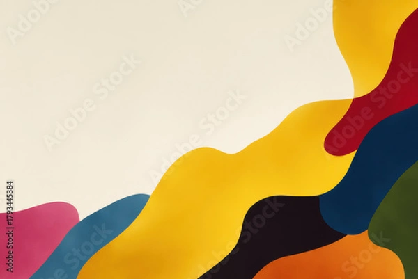 Obraz abstract composition featuring geometric shapes and colorful blobs creating striking visual impact