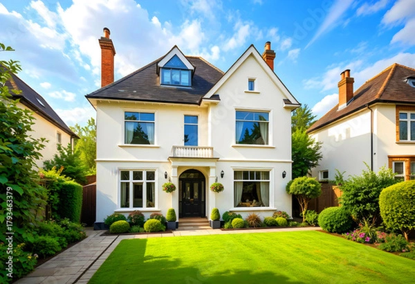 Obraz A semi-detached home with a garden in the wealthy London suburb of Pinner.