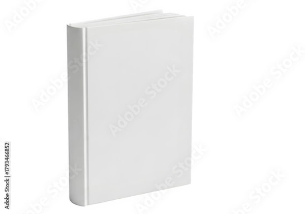 Fototapeta Standing Blank White Hardcover Book Mockup Isolated on Transparent Background PNG for Cover Design