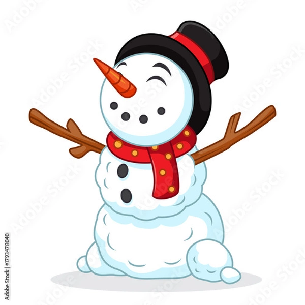 Obraz cartoon little snowman wearing a scarf
