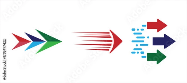 Obraz fast moving arrows indicating direction and speed vector icon 