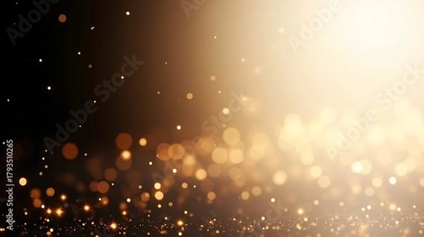 Obraz Golden bokeh abstract background with glitter and sparkling light effect