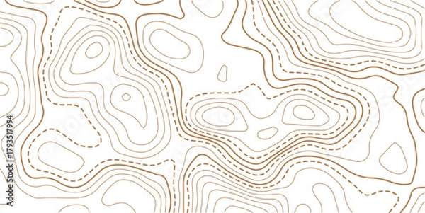 Obraz Golden line art background vector. Mountain topographic terrain map background with gold lines texture.Geographic mountain relief diagram line wave carve pattern.