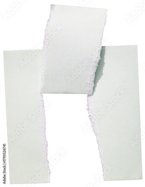 Fototapeta Light green paper torn in the middle on a transparent background