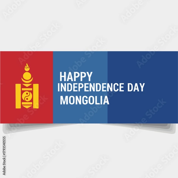Fototapeta Mongolia Independence Day banner with Soyombo symbol and national colors.