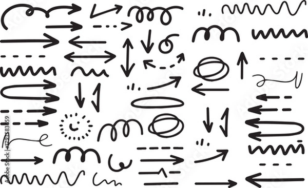 Obraz set of hand drawn arrows in white background