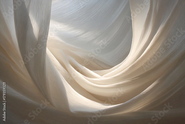 Obraz religious fabric draping, softly shining light illuminates the delicate ivory fabric, creating an ethereal and religious ambiance