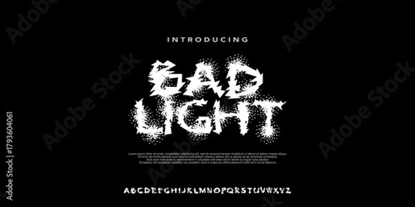 Obraz BadLight Font,Display Alphabet Handwritten Grunge Font,Brush Halftone Style,street art wear, Uppercase.Vector Illustration