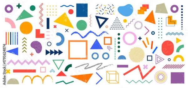 Obraz Colored crayon drawn funky style geometric shapes