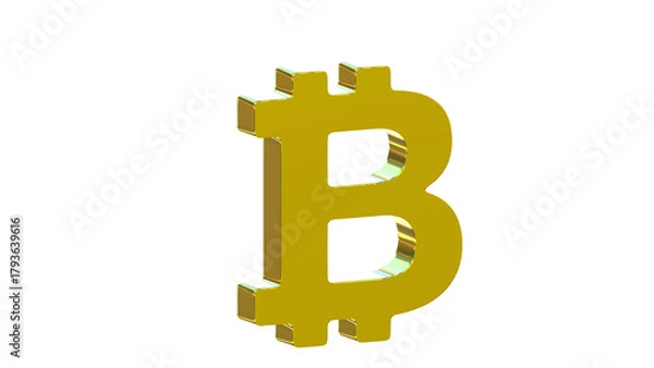 Obraz Golden Bitcoin Symbol – 3D Cryptocurrency Icon on PNG transparent 