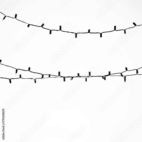 Fototapeta Hanging String Lights on White Background

