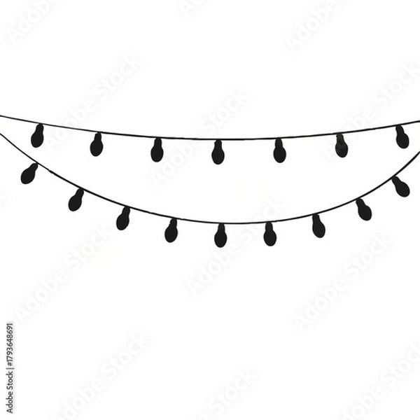 Fototapeta Hanging String Lights on White Background


