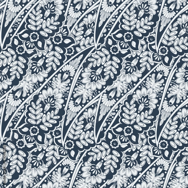 Obraz Floral seamless textile pattern in asian batik style