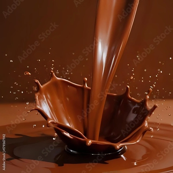 Fototapeta splash of chocolate or Cocoa. 3d illustration. 