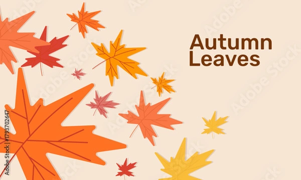 Obraz autumn comes leaves fall down flat background design