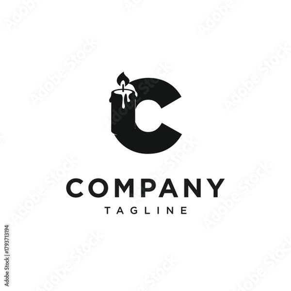 Fototapeta Letter C Candle Logo Icon Vector