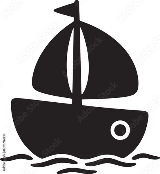 Obraz Simple Black Silhouette of a Sailboat on Water