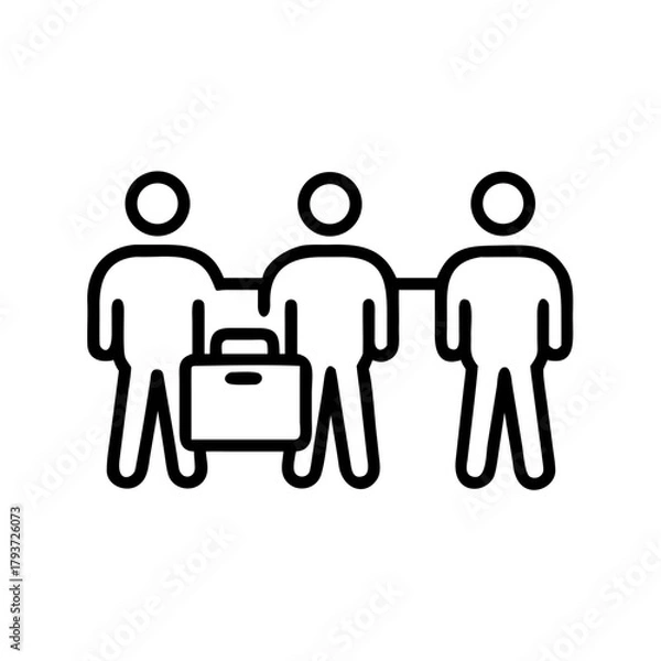 Fototapeta Business illustration of three individuals, one holding a briefcase, suggesting a professional setting. The image evokes themes of teamwork and collaboration. 