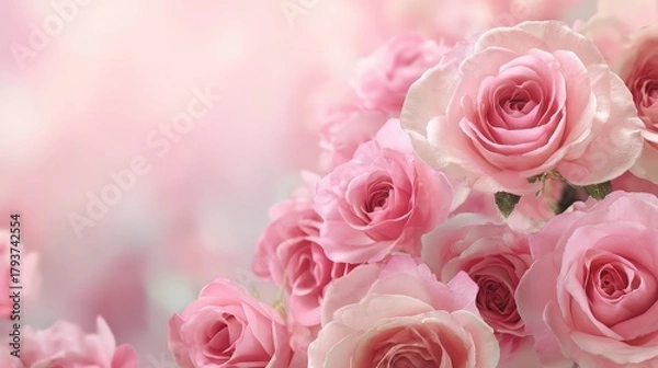 Fototapeta Beautiful Pink Roses with Soft Background