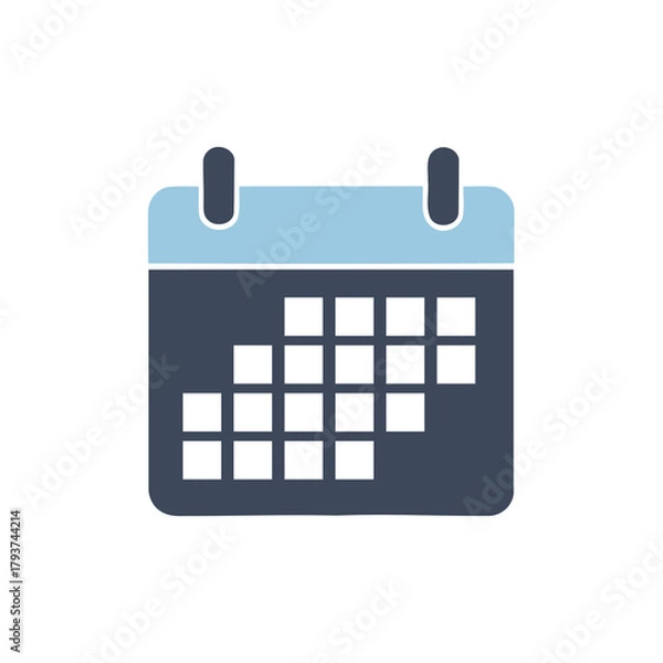 Fototapeta A flat design vector icon of a calendar with marked dates for scheduling appointments and events.