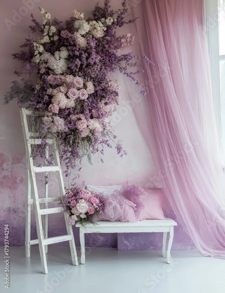 Fototapeta Elegant Maternity Photoshoot with Soft Lavender Backdrop