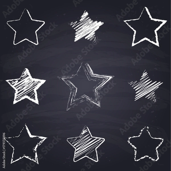 Obraz Chalk drawn star. Geometric figures on chalkboard background.