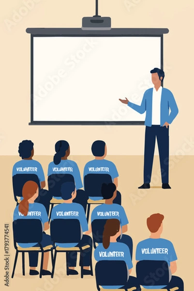 Fototapeta Volunteer Orientation Session with New Recruits