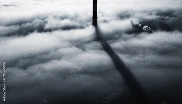 Fototapeta mokestack Shadow Forming Human Lungs in Fog – Air Pollution Health Concept