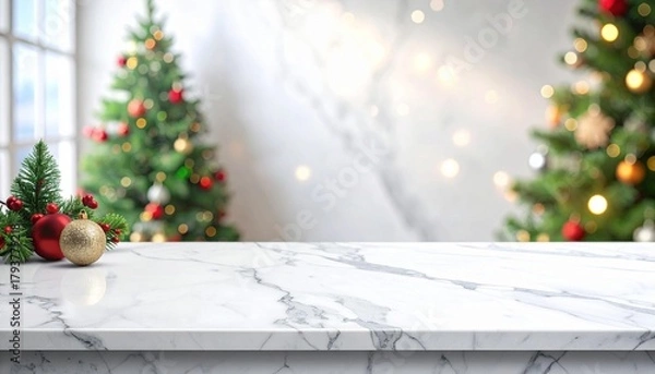 Obraz Christmas decorations on a marble