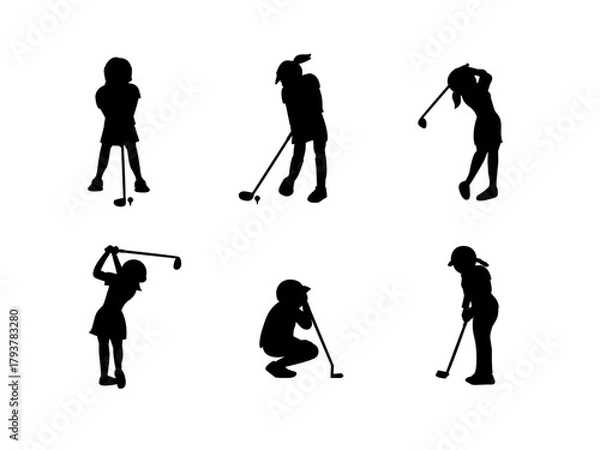 Obraz ゴルフ女子シルエット