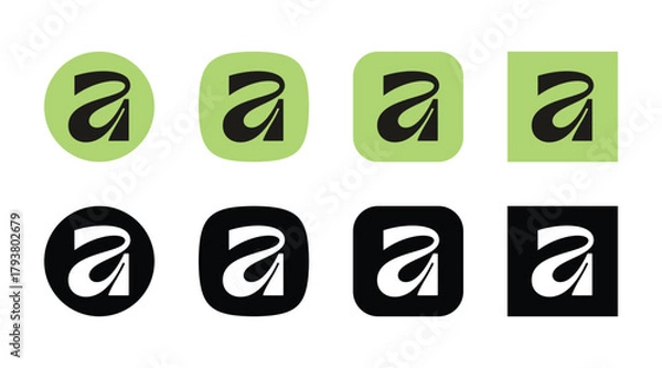 Obraz Affinity new logo icon set black and green design modern brand identity symbol on white background