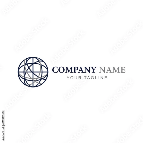 Fototapeta Abstract geometric globe logo design for global company branding.