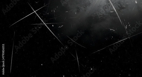 Obraz Black grunge texture old film grain effect distressed glass surface dust scratches