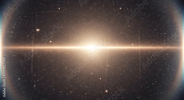 Obraz Cinematic gold light beam background with dust particle overlay effect