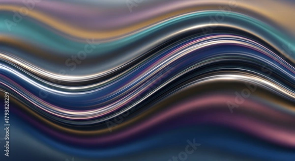 Obraz Abstract Iridescent Liquid Wave Background Futuristic Glowing Neon Light Lines