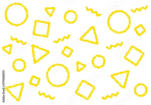 Obraz クレヨン素材　幾何学模様のポップな背景