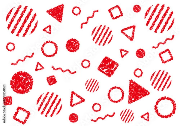 Obraz クレヨン素材　幾何学模様のポップな背景