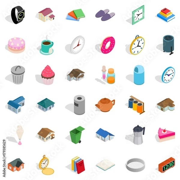Fototapeta Slipper icons set, isometric style