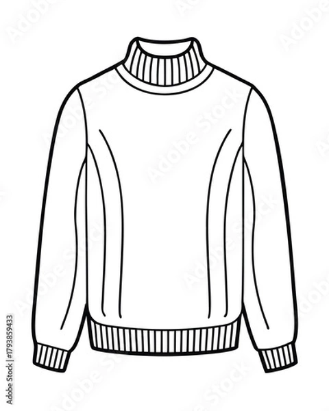 Fototapeta Wool Sweater Line Art Vector.