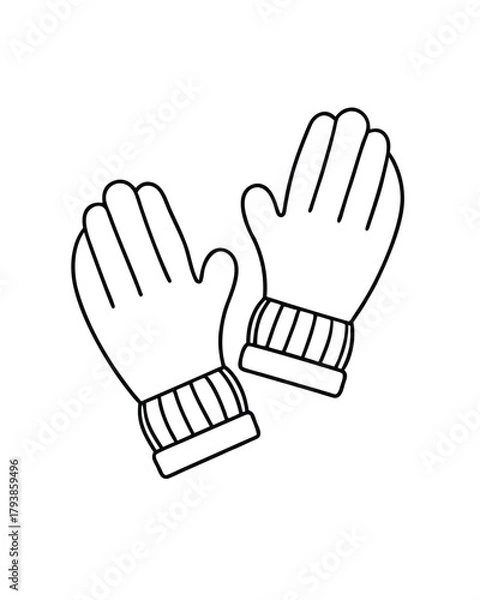 Fototapeta  Winter Gloves Line Art Vector