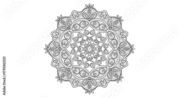 Obraz Intricate Black and White Mandala Design.