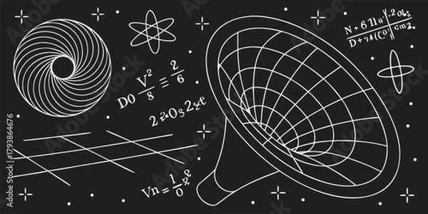 Fototapeta Black Hole Universe Science Physics Spacetime Diagram with vector illustration