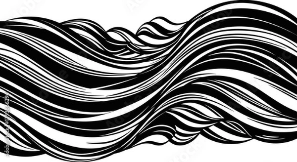 Fototapeta Abstract Black and White Wavy Lines Pattern.