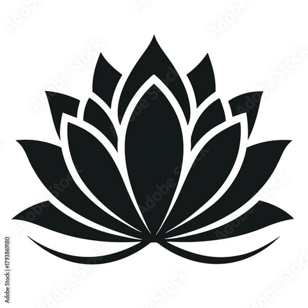 Obraz Stylized black lotus flower graphic, , embodying purity, serenity, and enlightenment, suitable for spiritual, wellness, and artistic projects