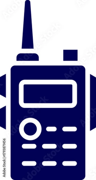 Fototapeta Silhouette Vector of Fireman Radio. Solid icon of walkie talkie. A portable two-way radio device for communication. Communication Device. Police Radio. 