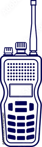 Fototapeta vector illustration of a Police radio. walkie talkie two way radio design. two-way radios, communication devices vector illustration. walkie talkie is ready for communication with its antenna. 