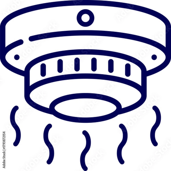 Fototapeta Smoke detector outline vector illustration. Icon of Smart smoke detector. Wireless smoke detector sensor symbol. Smoke detector icon, Symbol, logo illustrations. Fire smoke detector icon. 